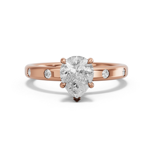 Image for Pear Hidden Halo Ring with Sleek Accent band in 18K Rose Gold