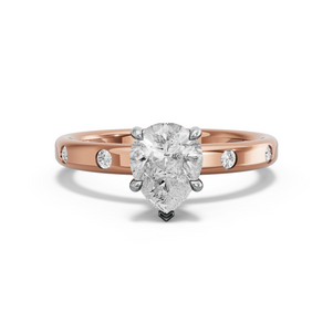 Image for Pear Hidden Halo Ring with Sleek Accent band