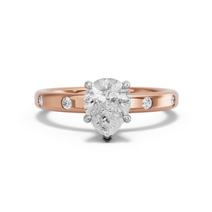 Image for Pear Hidden Halo Ring with Sleek Accent band in 18K Two Tone Rose Gold