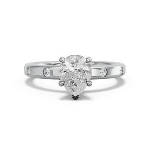 Image for Pear Hidden Halo Ring with Sleek Accent band in 10K White Gold