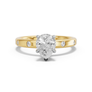 Image for Pear Hidden Halo Ring with Sleek Accent band