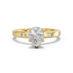 Image for Pear Hidden Halo Ring with Sleek Accent band