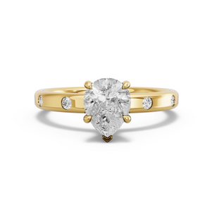 Image for Pear Hidden Halo Ring with Sleek Accent band in 14K Yellow Gold