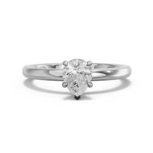 Image for Pear Hidden Halo Ring with Solitaire band in 14K White Gold