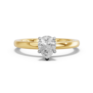 Image for Pear Hidden Halo Ring with Solitaire band in 18K Two Tone Yellow Gold