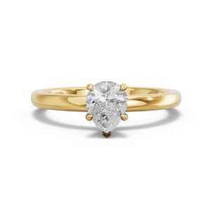 Image for Pear Hidden Halo Ring with Solitaire band in 14K Yellow Gold
