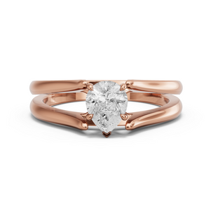 Image for Pear Hidden Halo Ring with Split Ring Solitaire band in 18K Rose Gold