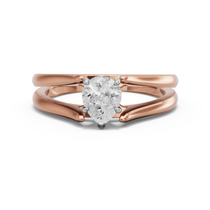 Image for Pear Hidden Halo Ring with Split Ring Solitaire band