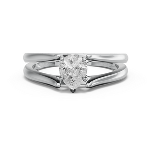 Image for Pear Hidden Halo Ring with Split Ring Solitaire band