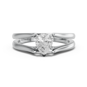Image for Pear Hidden Halo Ring with Split Ring Solitaire band in 950 Platinum