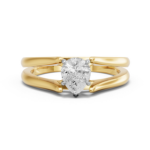 Image for Pear Hidden Halo Ring with Split Ring Solitaire band in 18K Two Tone Yellow Gold
