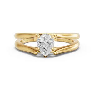 Image for Pear Hidden Halo Ring with Split Ring Solitaire band