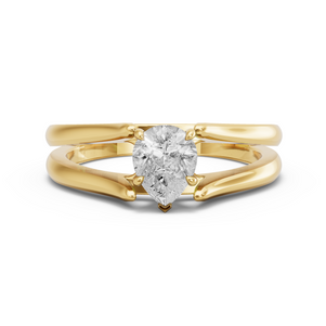 Image for Pear Hidden Halo Ring with Split Ring Solitaire band in 18K Yellow Gold