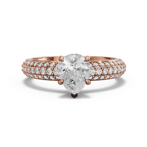 Image for Pear Hidden Halo Ring with Triple Row Pave band in 14K Rose Gold