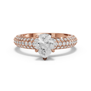 Image for Pear Hidden Halo Ring with Triple Row Pave band