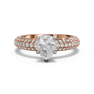 Image for Pear Hidden Halo Ring with Triple Row Pave band