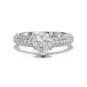 Image for Pear Hidden Halo Ring with Triple Row Pave band