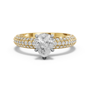 Image for Pear Hidden Halo Ring with Triple Row Pave band