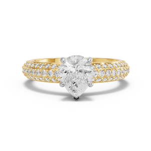 Image for Pear Hidden Halo Ring with Triple Row Pave band in 14K Two Tone Yellow Gold
