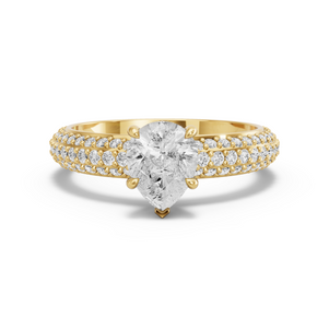 Image for Pear Hidden Halo Ring with Triple Row Pave band