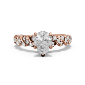 Image for Pear Hidden Halo Ring with Twist Pave band in 18K Rose Gold