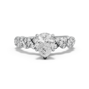 Image for Pear Hidden Halo Ring with Twist Pave band in 10K White Gold
