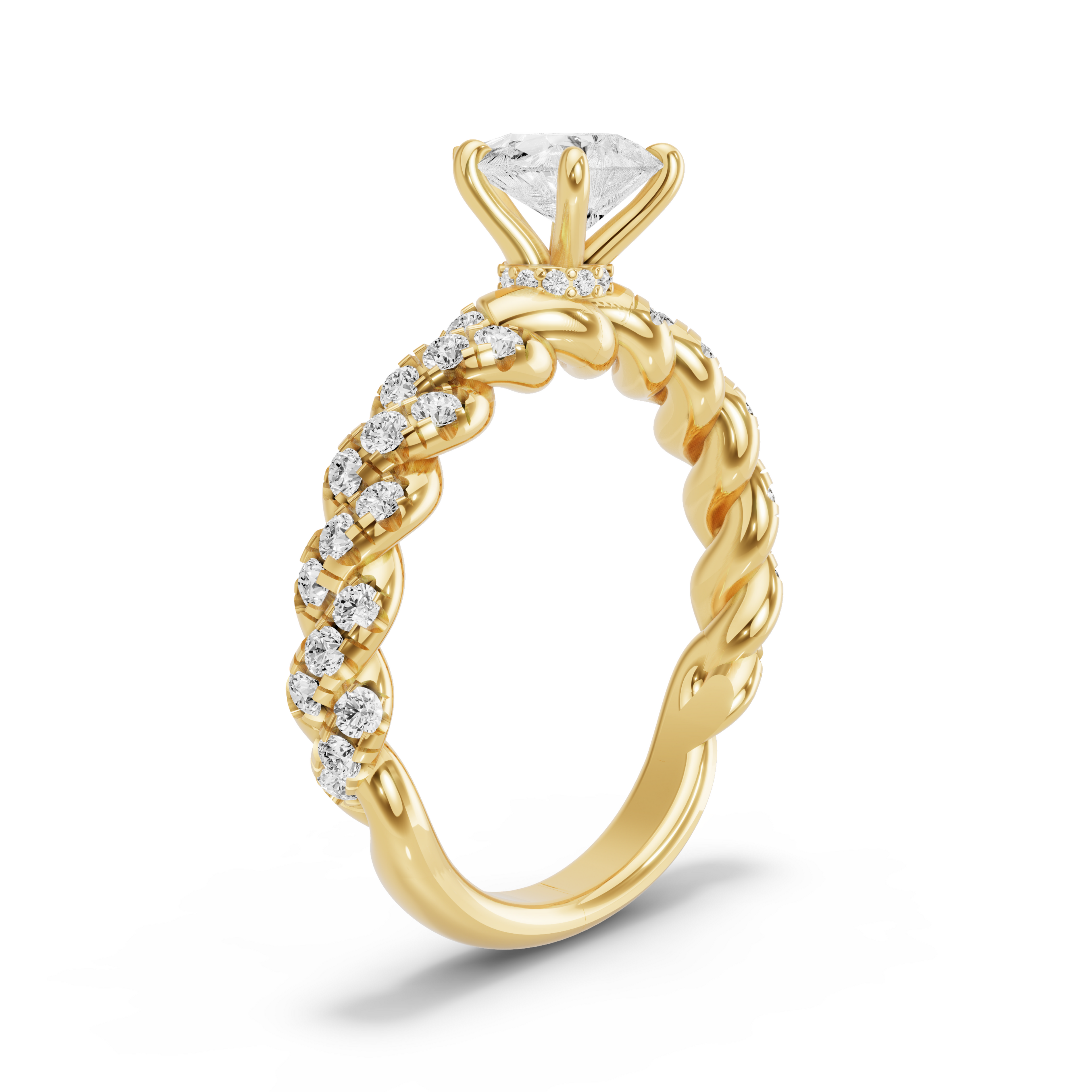 Image for Pear Hidden Halo Ring with Twist Pave band