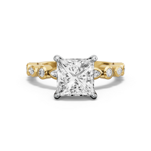 Image for Princess Hidden Halo Ring with Alternating Marquise band