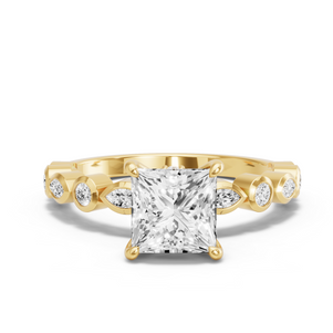 Image for Princess Hidden Halo Ring with Alternating Marquise band