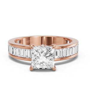 Image for Princess Hidden Halo Ring with Baguette Channel band
