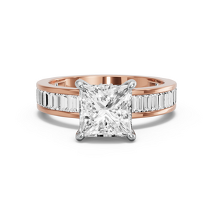 Image for Princess Hidden Halo Ring with Baguette Channel band