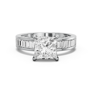 Image for Princess Hidden Halo Ring with Baguette Channel band in 18K Two Tone Rose Gold