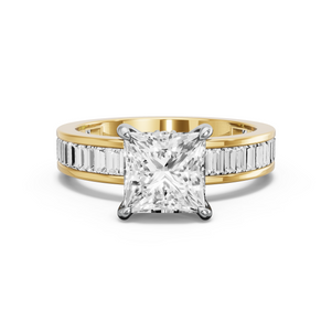 Image for Princess Hidden Halo Ring with Baguette Channel band