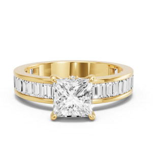 Image for Princess Hidden Halo Ring with Baguette Channel band