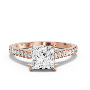 Image for Princess Hidden Halo Ring with Cathedral Pave band