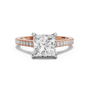 Image for Princess Hidden Halo Ring with Cathedral Pave band