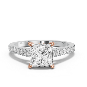 Image for Princess Hidden Halo Ring with Cathedral Pave band