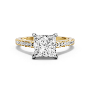 Image for Princess Hidden Halo Ring with Cathedral Pave band