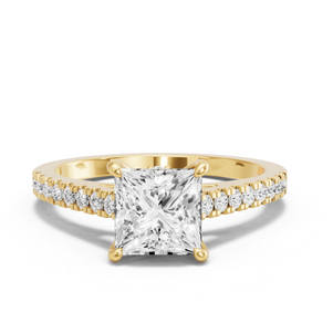 Image for Princess Hidden Halo Ring with Cathedral Pave band