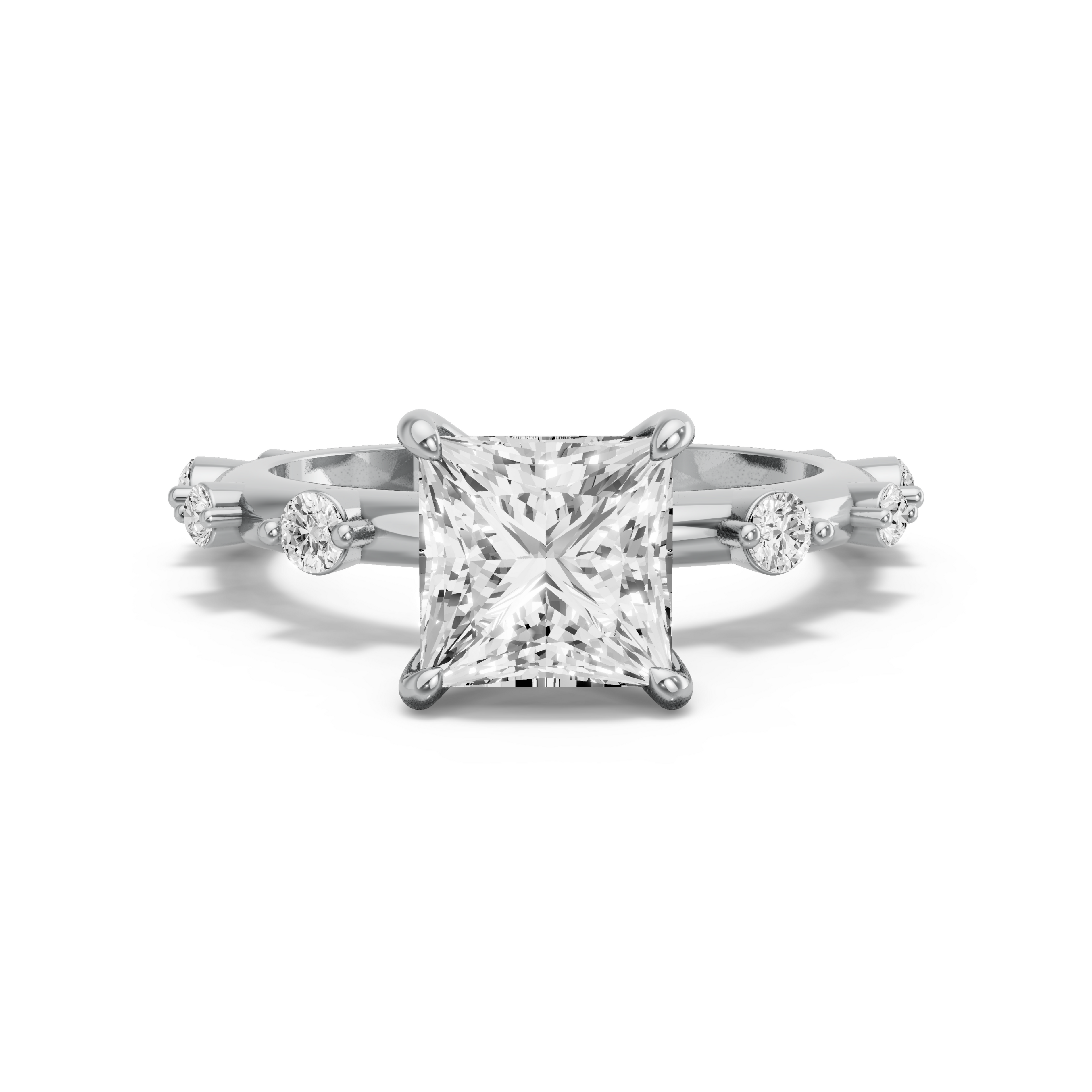 Image for Princess Hidden Halo Ring with Floating Station band in 14K Two Tone Rose Gold