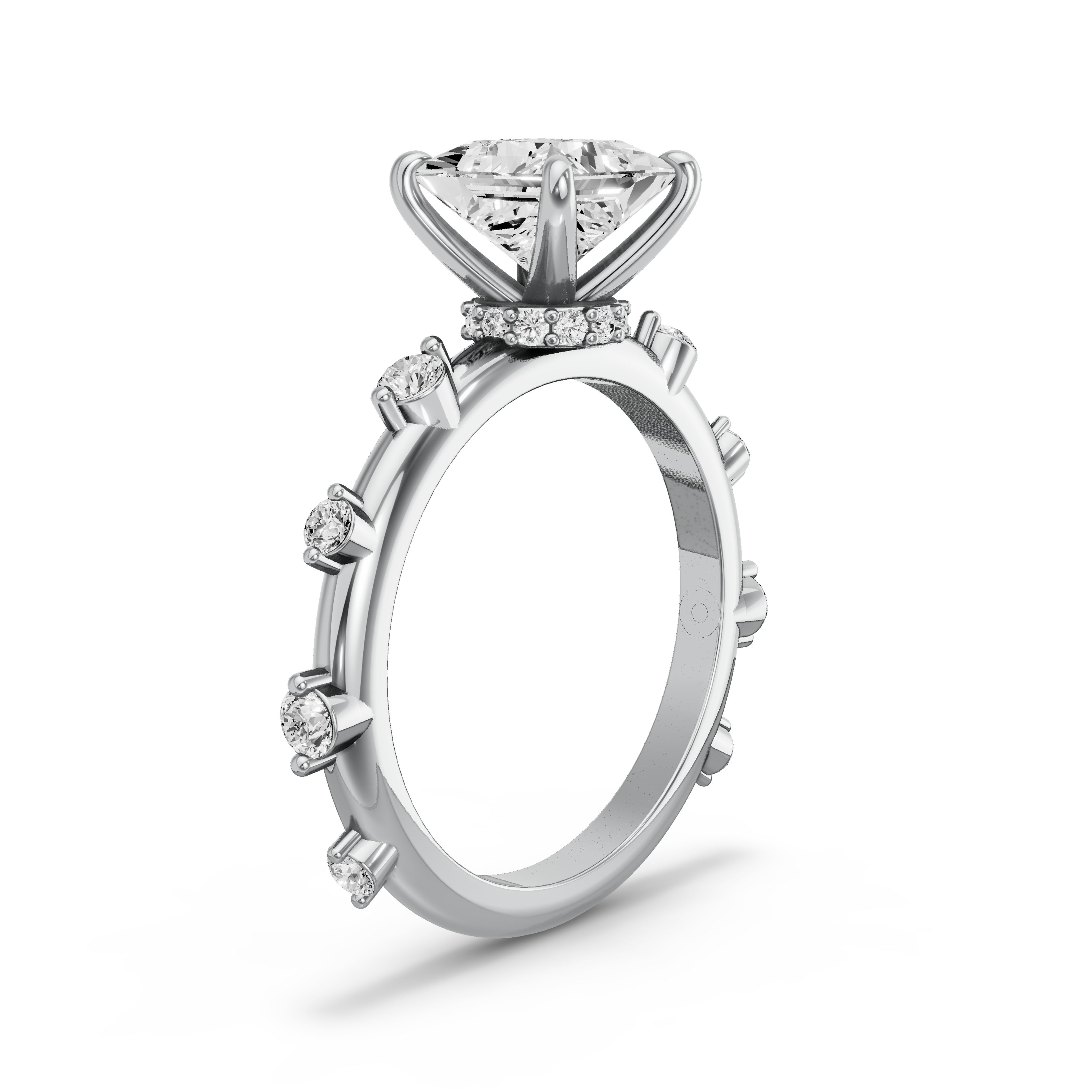 Image for Princess Hidden Halo Ring with Channel band in 950 Platinum