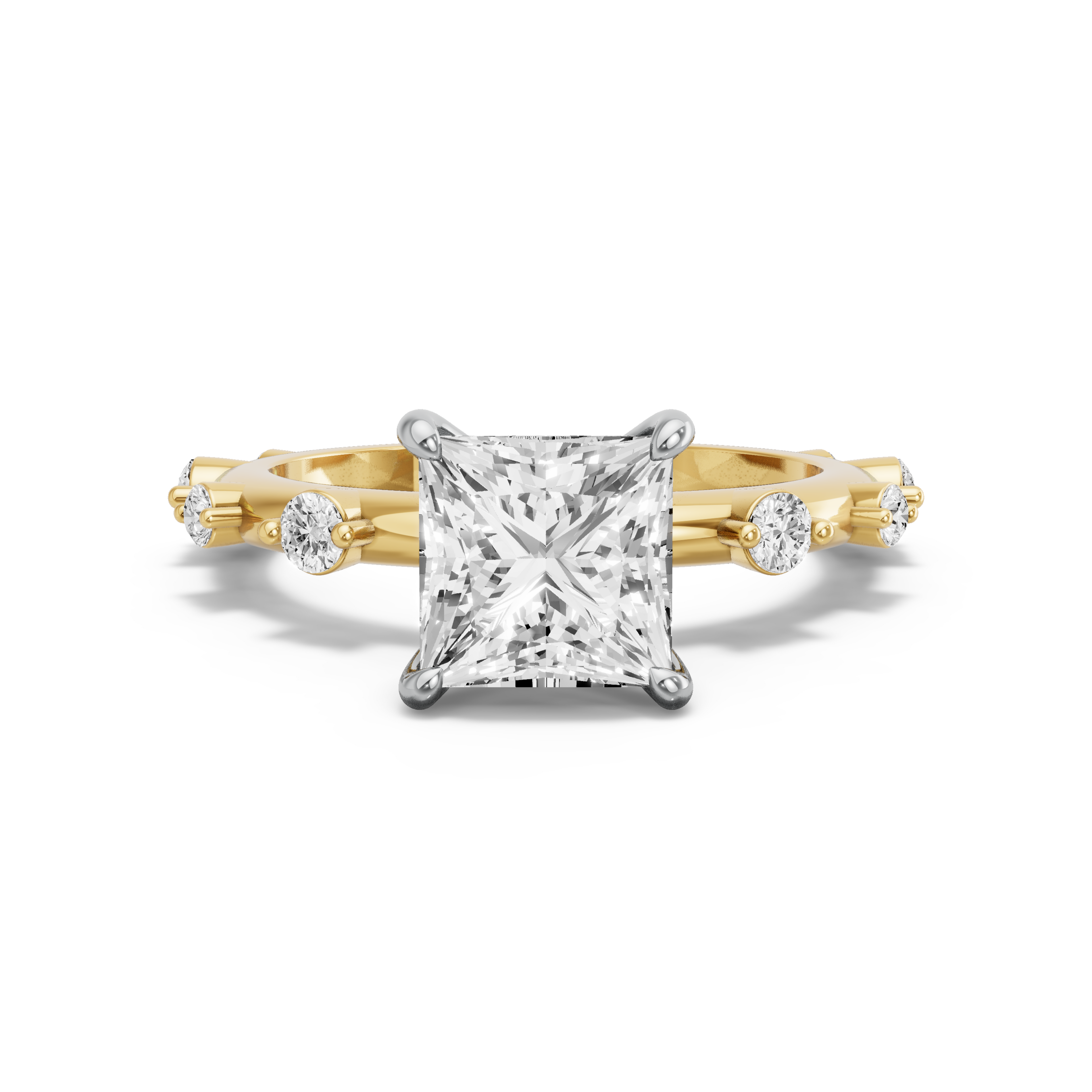 Image for Princess Hidden Halo Ring with Floating Station band in 14K Rose Gold