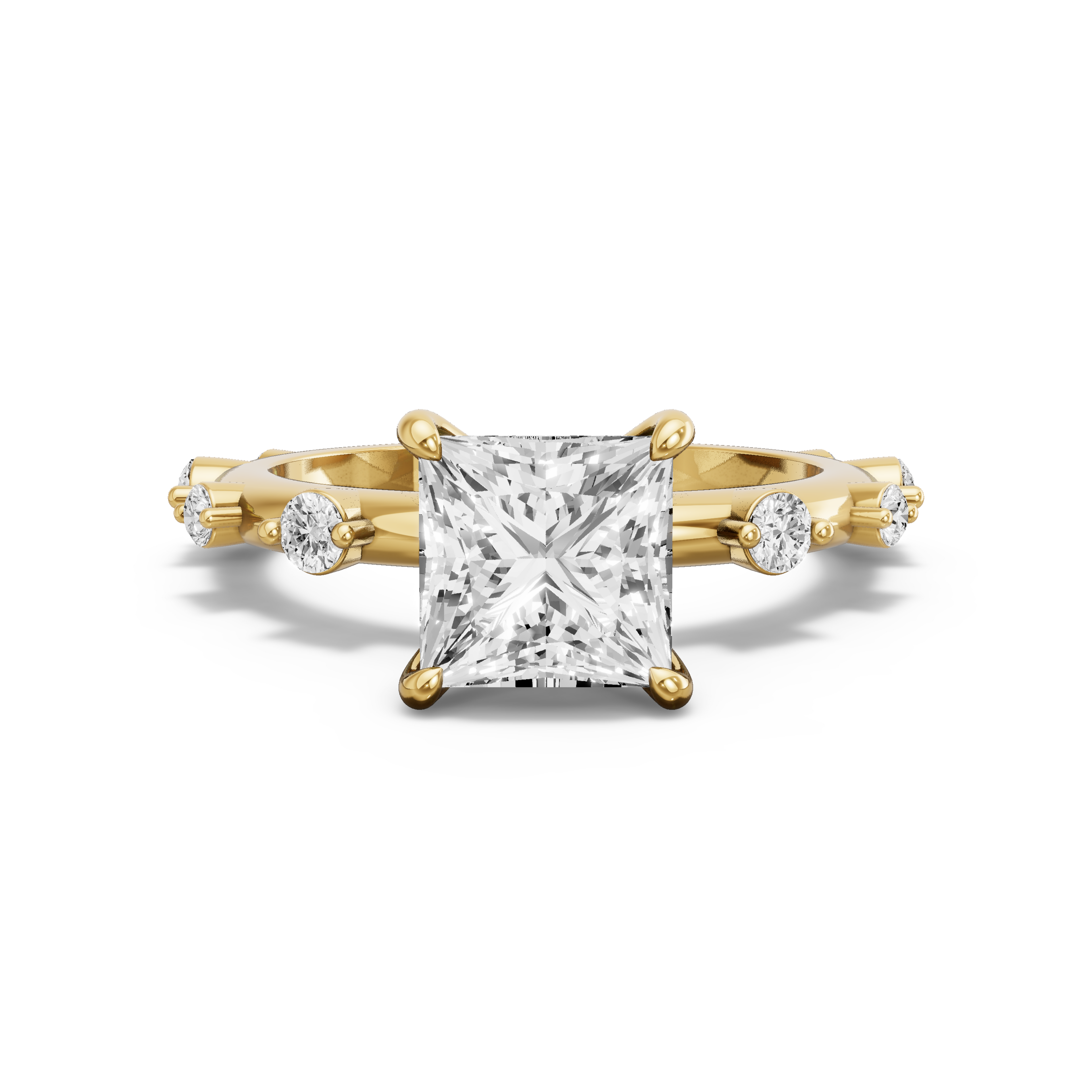 Image for Princess Hidden Halo Ring with Floating Station band in 10K White Gold