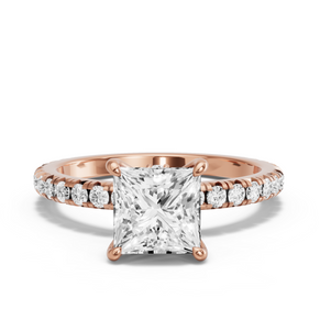 Image for Princess Hidden Halo Ring with French Pave band