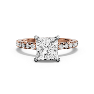 Image for Princess Hidden Halo Ring with French Pave band