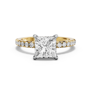 Image for Princess Hidden Halo Ring with French Pave band