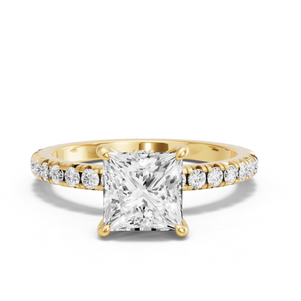 Image for Princess Hidden Halo Ring with French Pave band