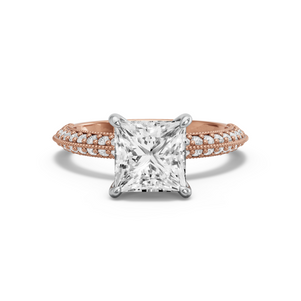Image for Princess Hidden Halo Ring with Knife Edge Pave band
