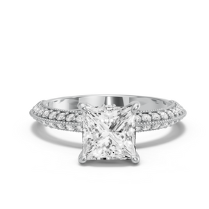 Image for Princess Hidden Halo Ring with Knife Edge Pave band