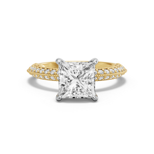 Image for Princess Hidden Halo Ring with Knife Edge Pave band